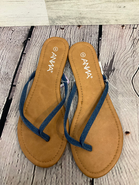 Blue Sandals Flip Flops Anna, Size 8