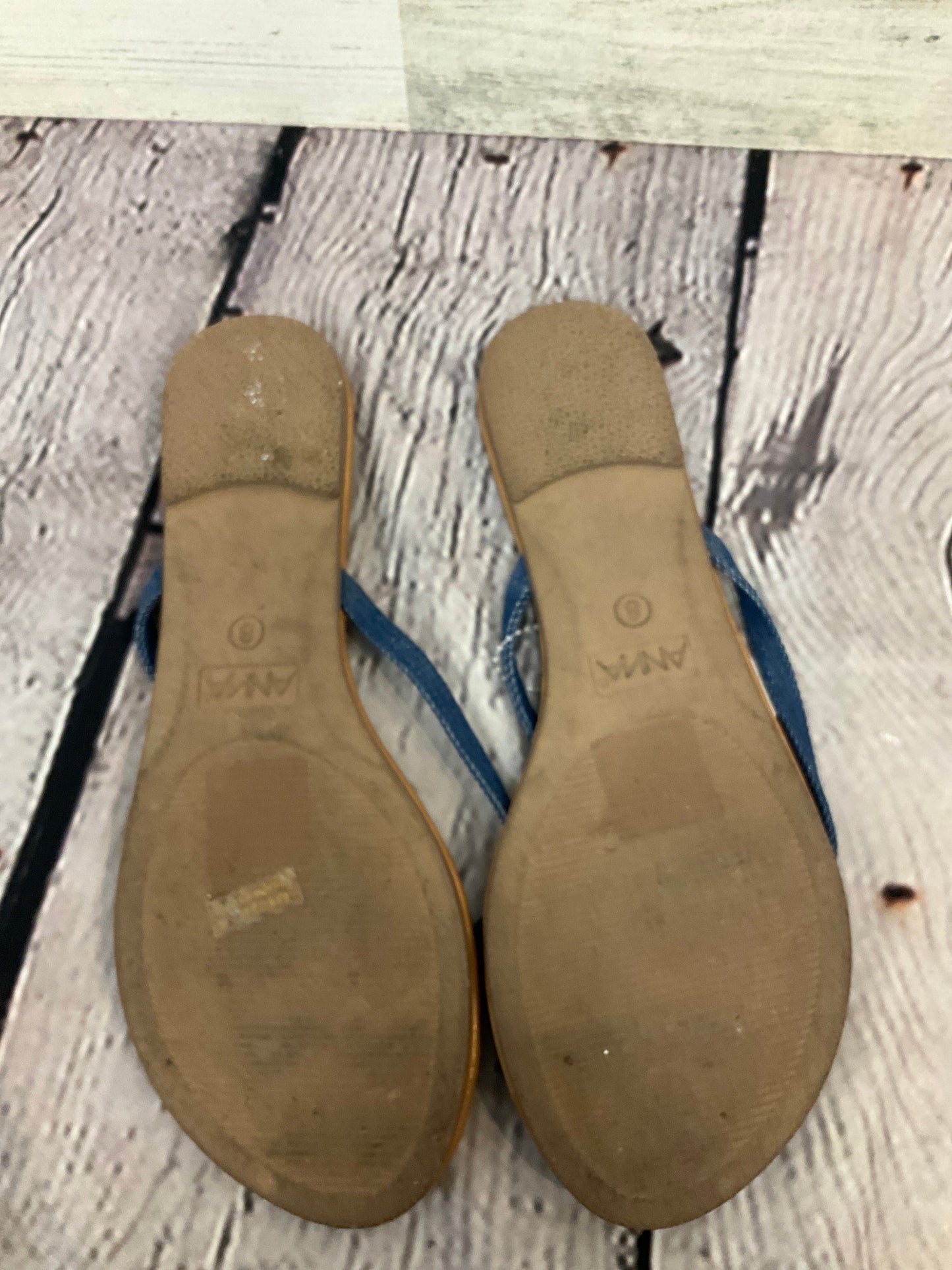 Blue Sandals Flip Flops Anna, Size 8