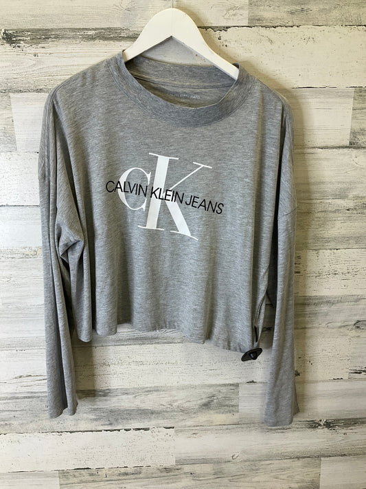 Top Long Sleeve By Calvin Klein In Grey, Size: L