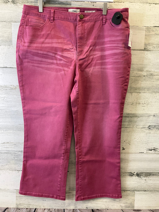 Pink Denim Jeans Boot Cut Logo, Size 18