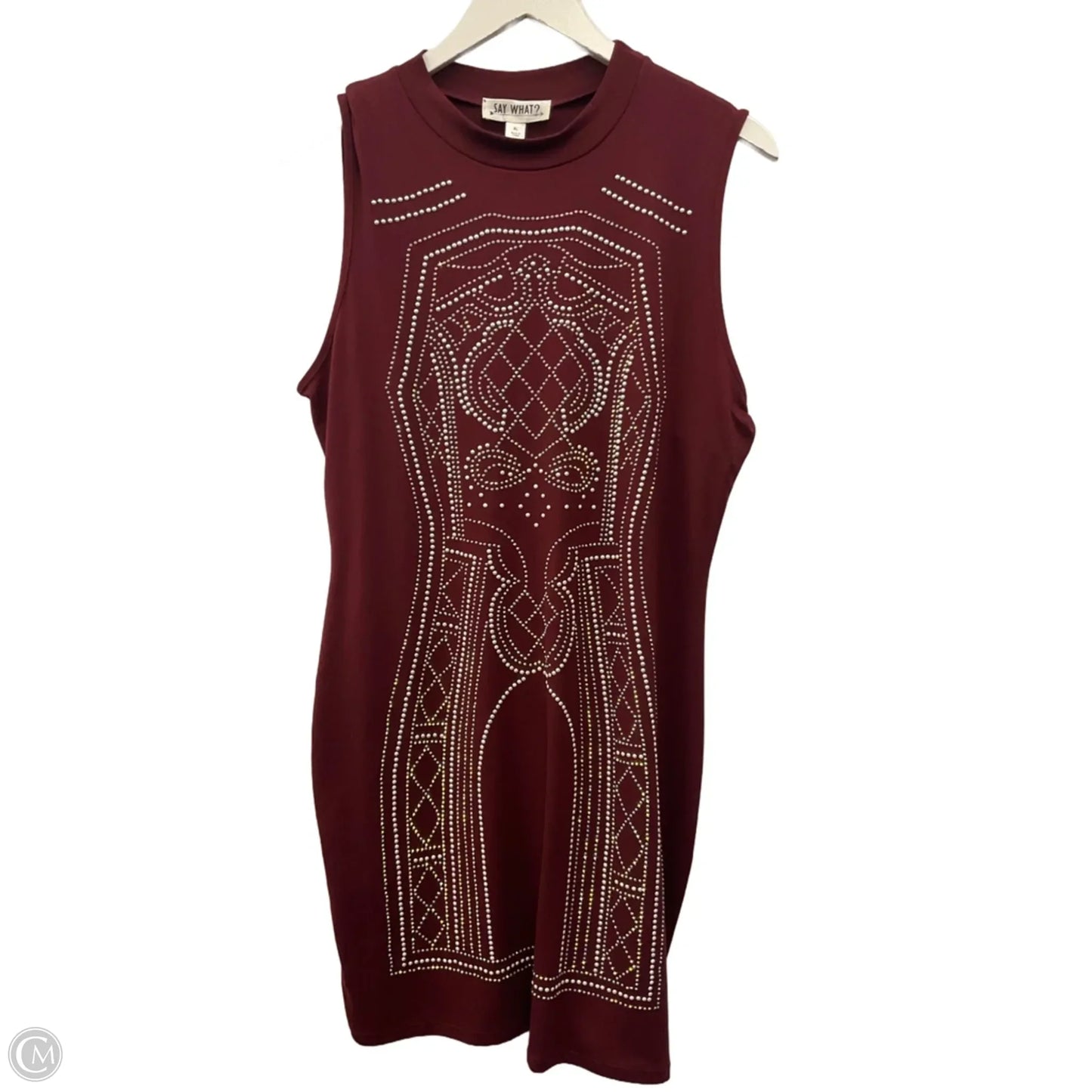 Dress Casual Midi By Say What In Maroon, Size: Xl