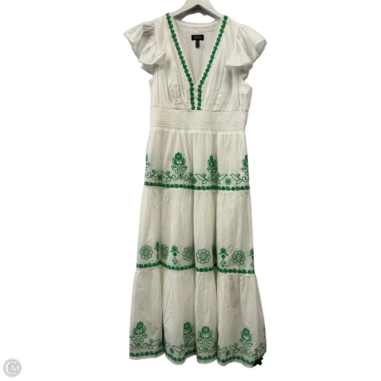 Dress Casual Maxi By Adrianna Papell In Green & White, Size: 10
