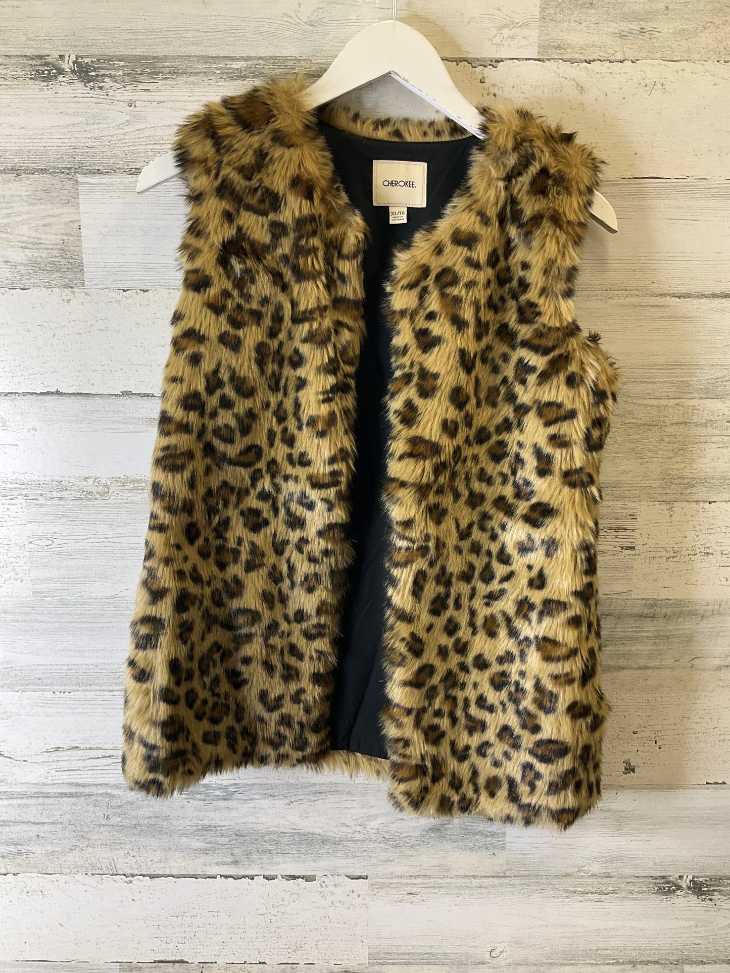 Vest Faux Fur & Sherpa By Cherokee In Animal Print, Size: Xl