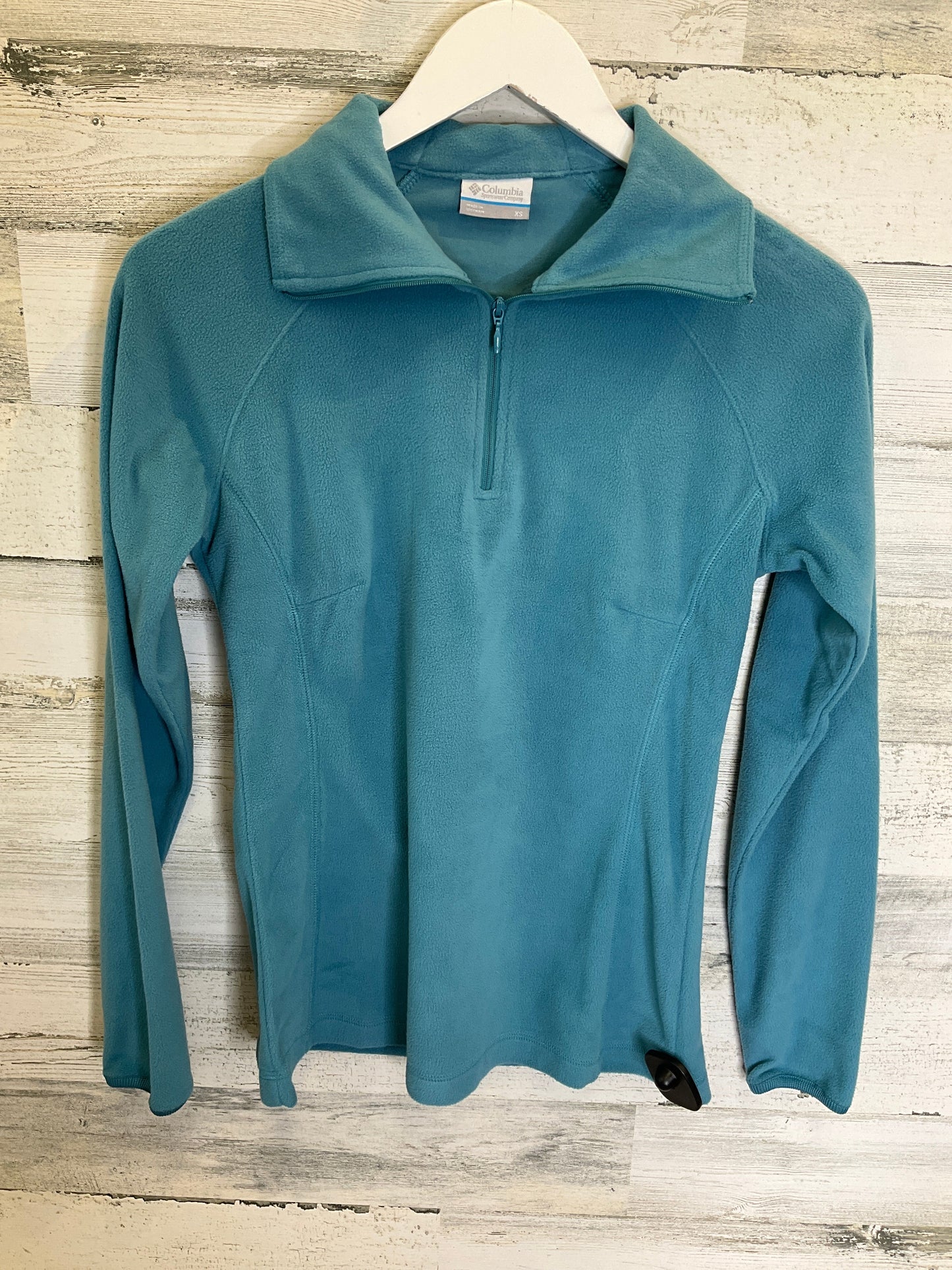 Teal Athletic Top Long Sleeve Collar Columbia, Size Xs