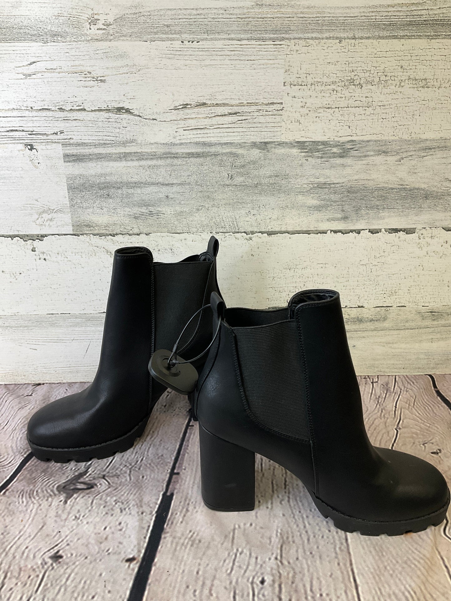 Black Boots Ankle Heels Mia, Size 8