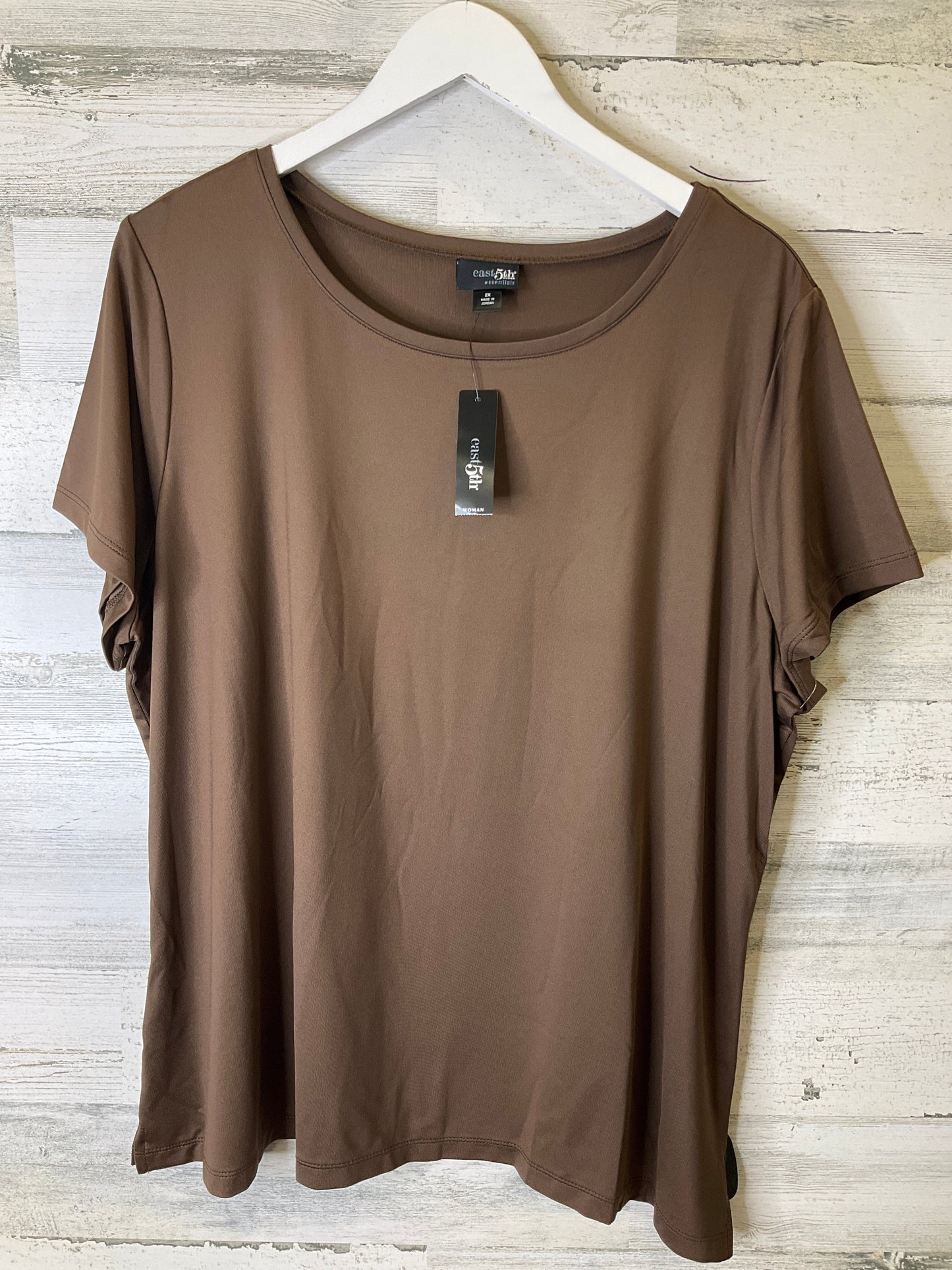 Brown Top Short Sleeve East 5th, Size 2x