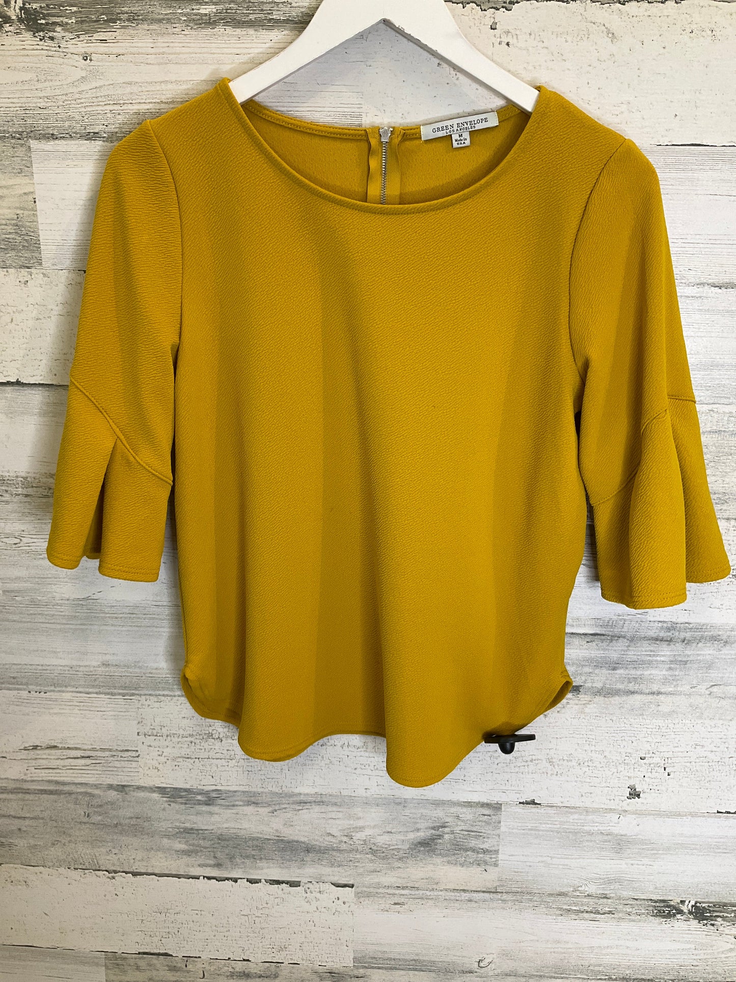 Yellow Top 3/4 Sleeve Green Envelope, Size M