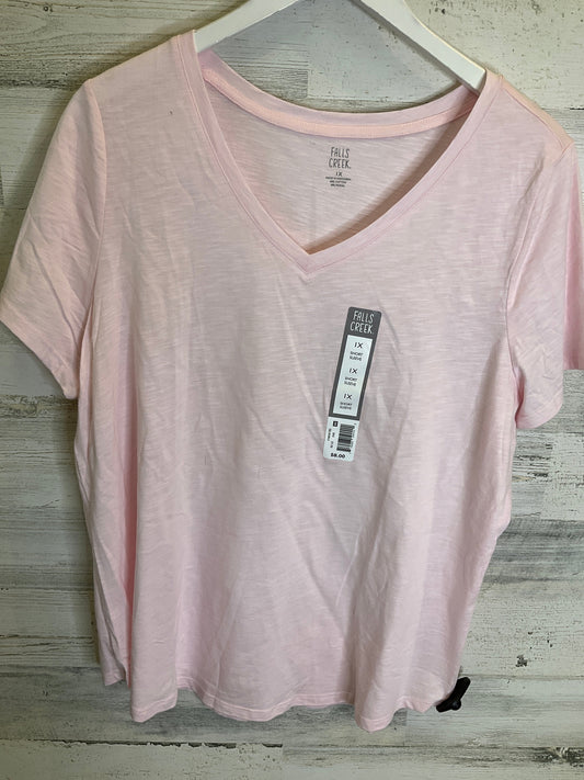 Top Short Sleeve By Falls Creek In Pink, Size: 1x