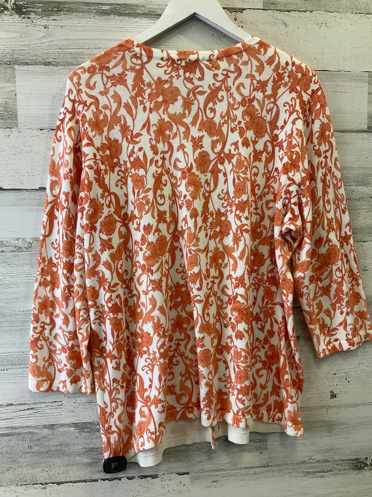 Cardigan By Christopher And Banks In Orange & White, Size: Xl