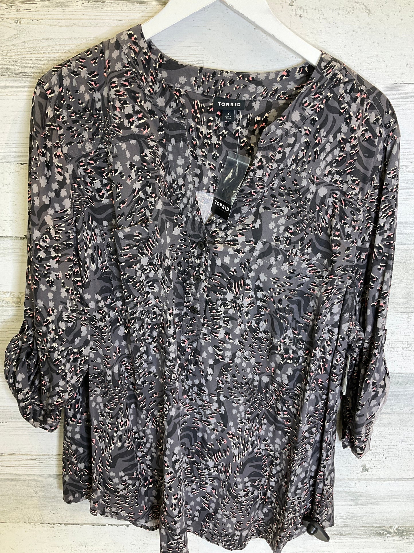 Top 3/4 Sleeve By Torrid In Animal Print, Size: 2x