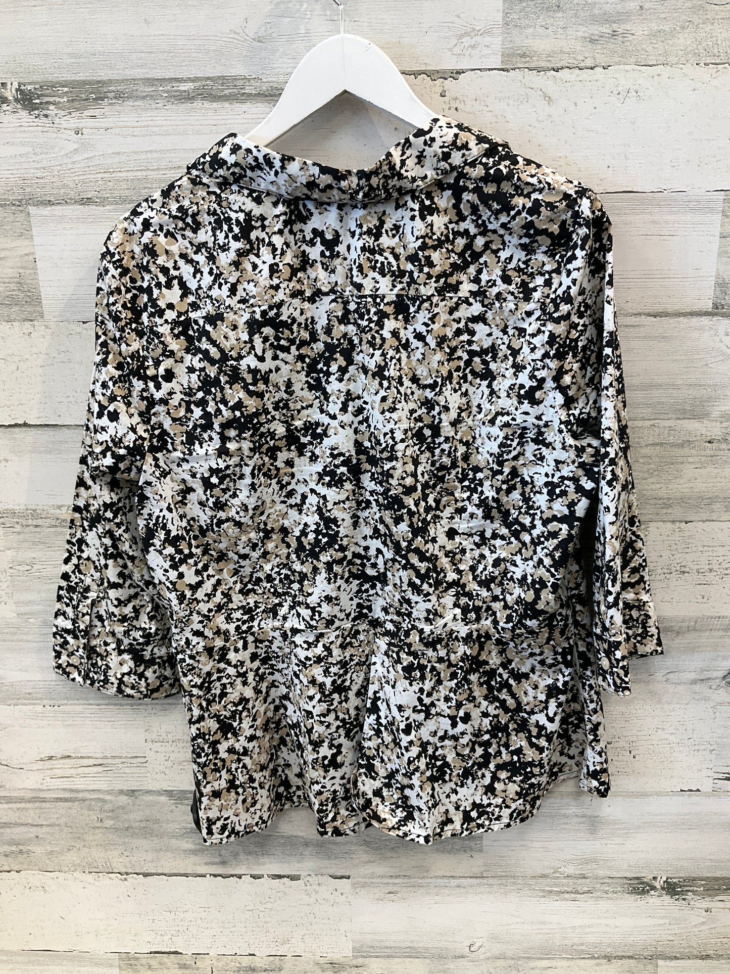 Top Long Sleeve By Dana Buchman In Black & White, Size: Xl