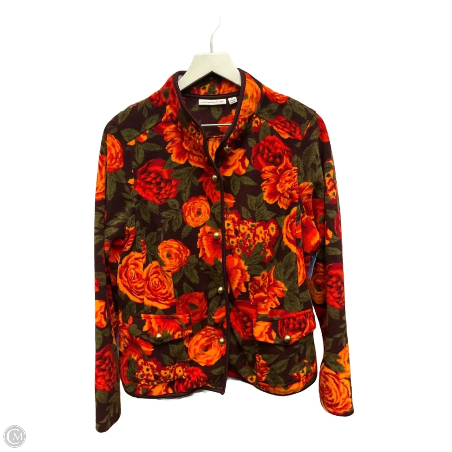 Jacket Fleece By Isaac Mizrahi In Floral Print, Size: L