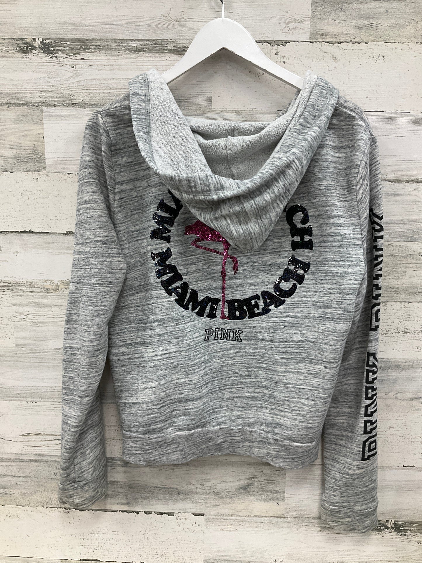 Sweatshirt Hoodie By Pink In Grey, Size: L