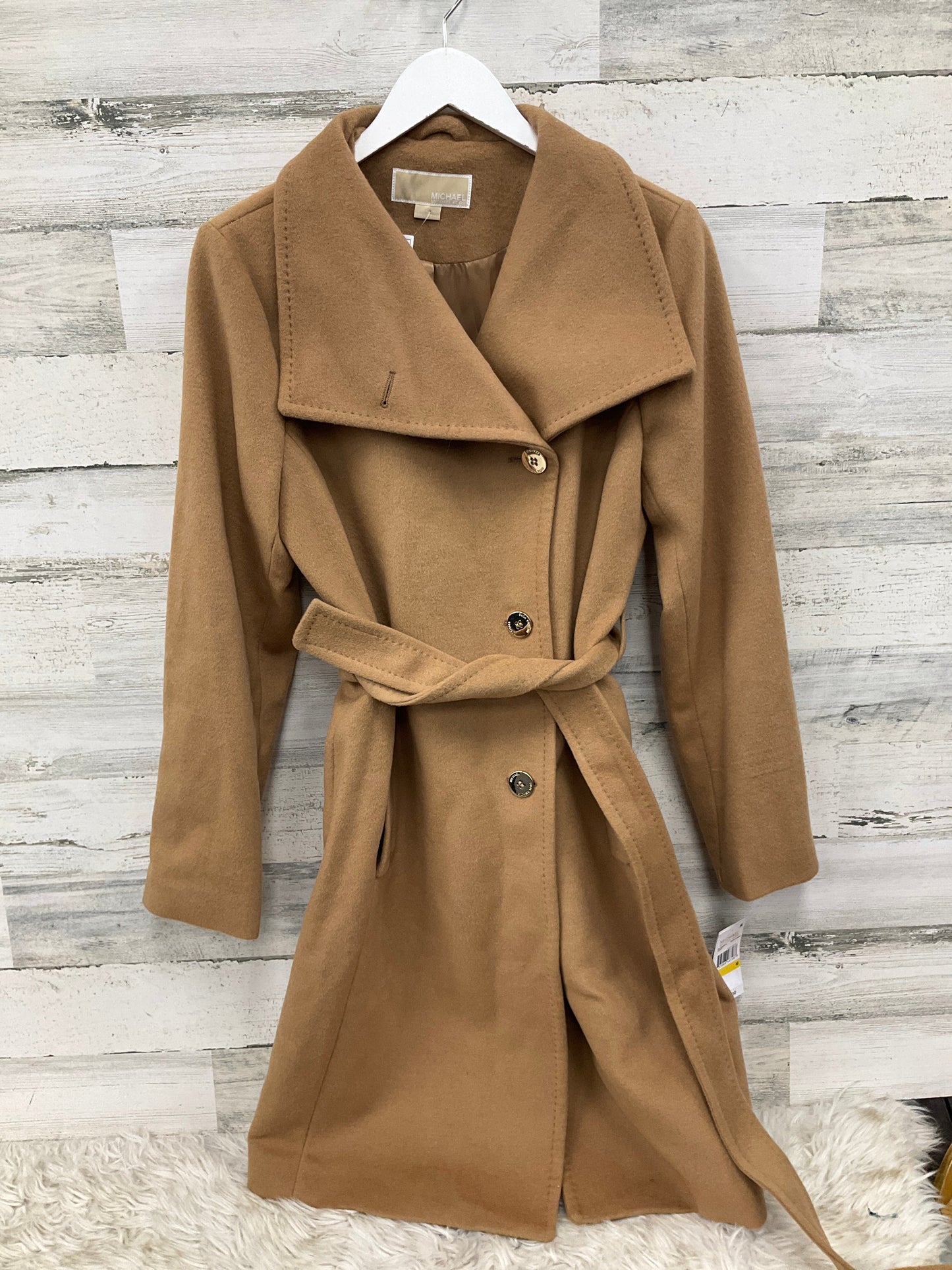 Coat Wool By Michael Kors In Tan, Size: M