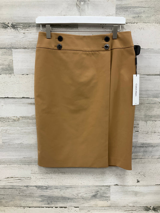 Skirt Midi By Calvin Klein In Beige, Size: 4