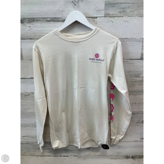 Top Long Sleeve By Simply Southern In Ivory, Size: S