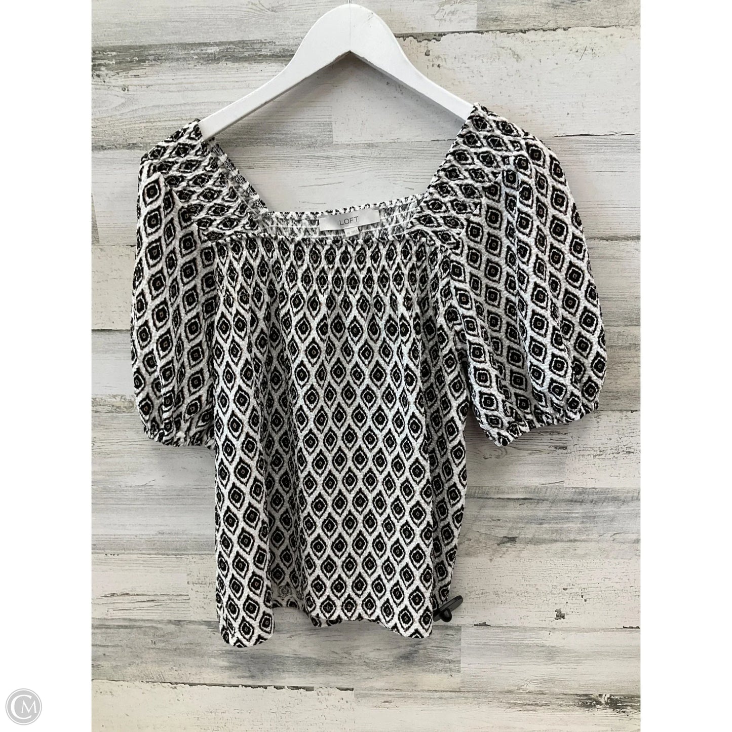 Top Short Sleeve By Loft In Black & White, Size: Xs
