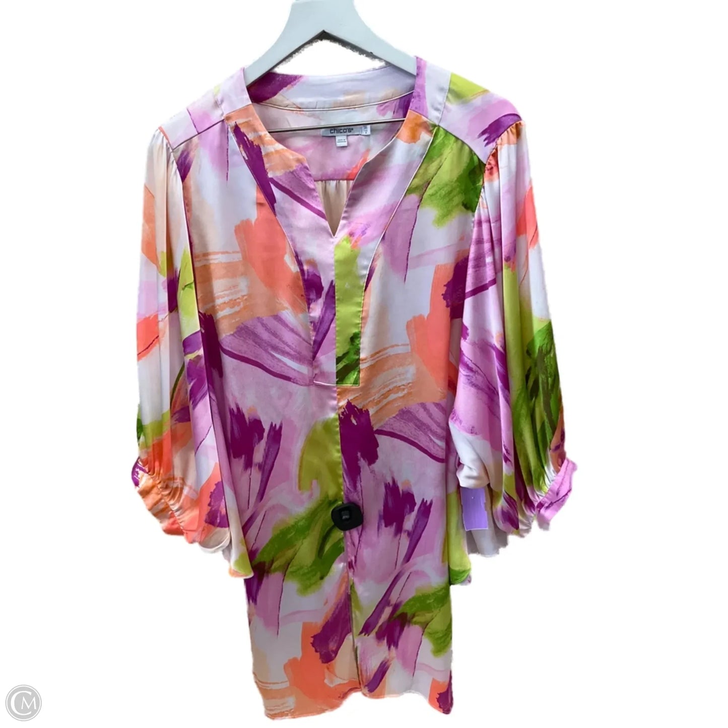 Top 3/4 Sleeve By Chicos In Multi-colored, Size: L