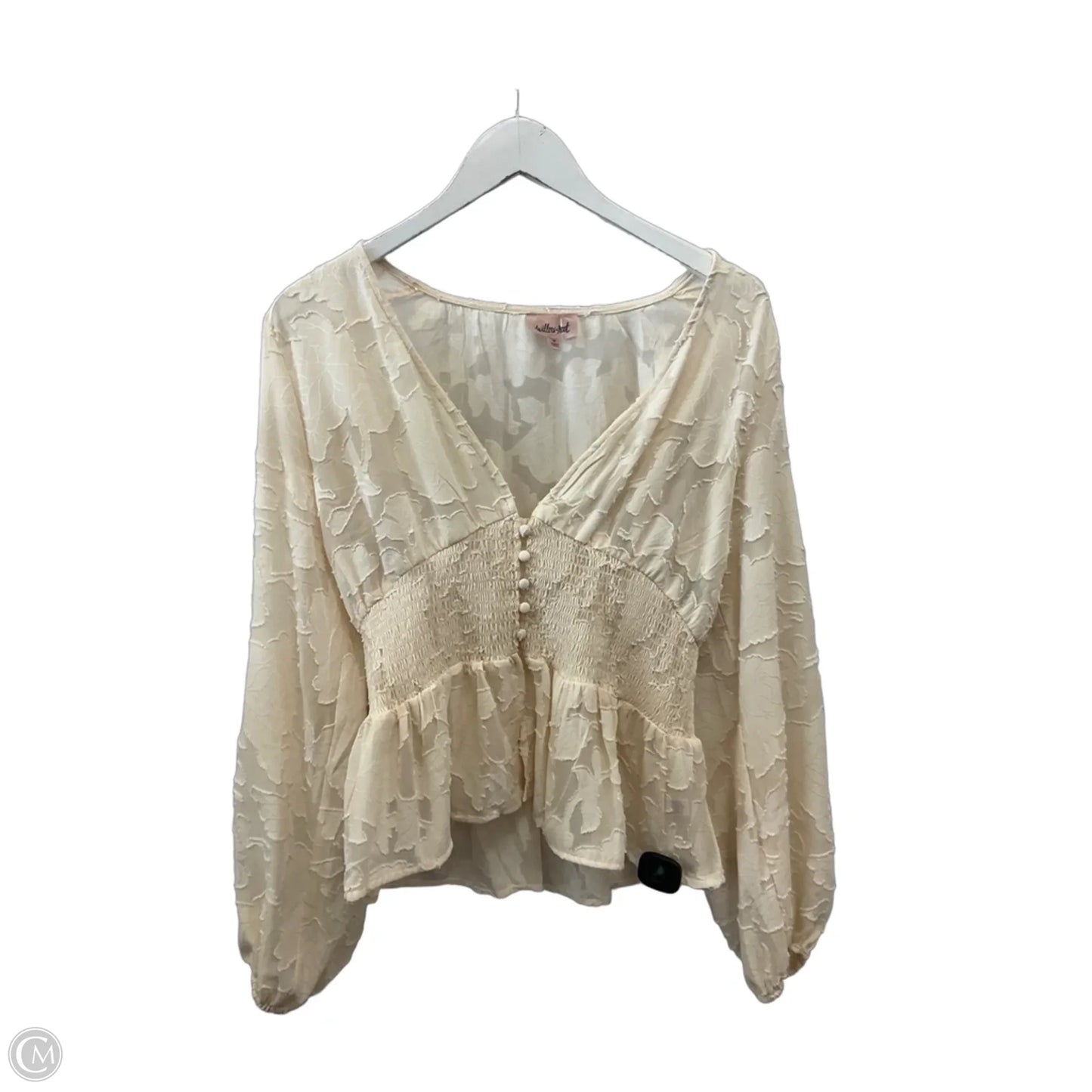 Top Long Sleeve By Willow & Root In Ivory, Size: M
