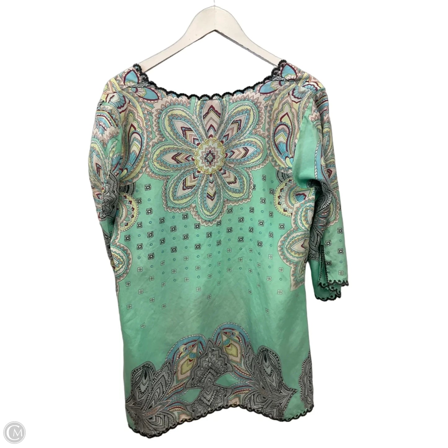 Top 3/4 Sleeve By Johnny Was In Aqua, Size: Mp