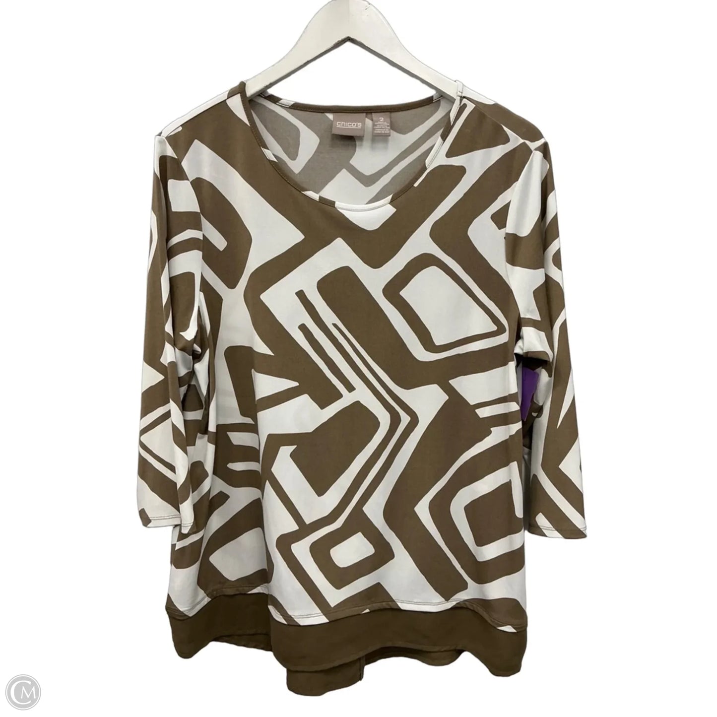 Top 3/4 Sleeve By Chicos In Beige, Size: M