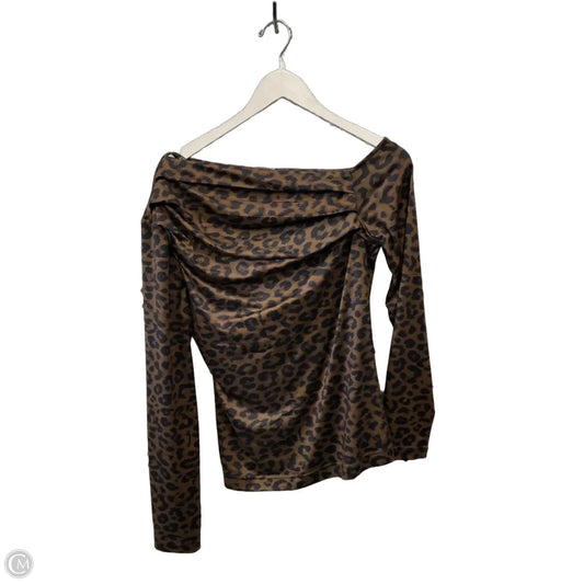 Top Long Sleeve By Guess In Animal Print, Size: Xl