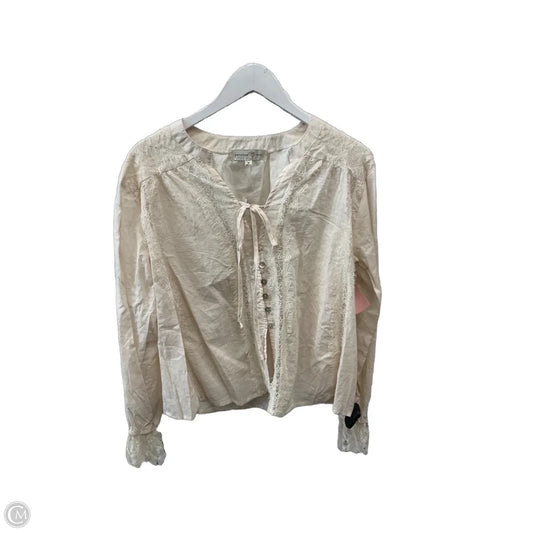 Top Long Sleeve By Penelope Rose In Ivory, Size: M