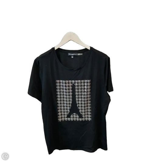 Top Short Sleeve Designer By Karl Lagerfeld In Black, Size: Xl