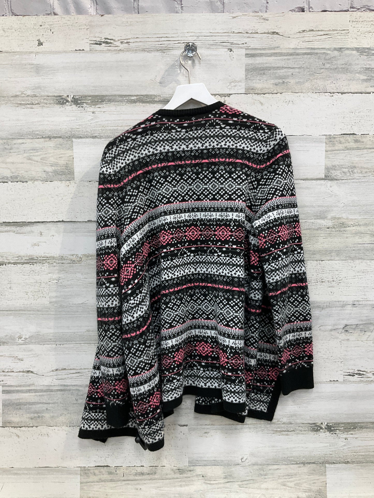 Sweater Cardigan By Torrid In Black & Pink, Size: 1x