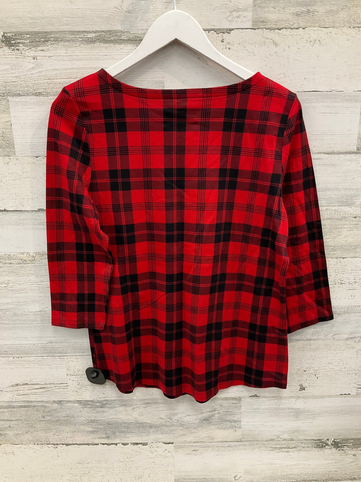 Top 3/4 Sleeve By Charter Club In Black & Red, Size: M