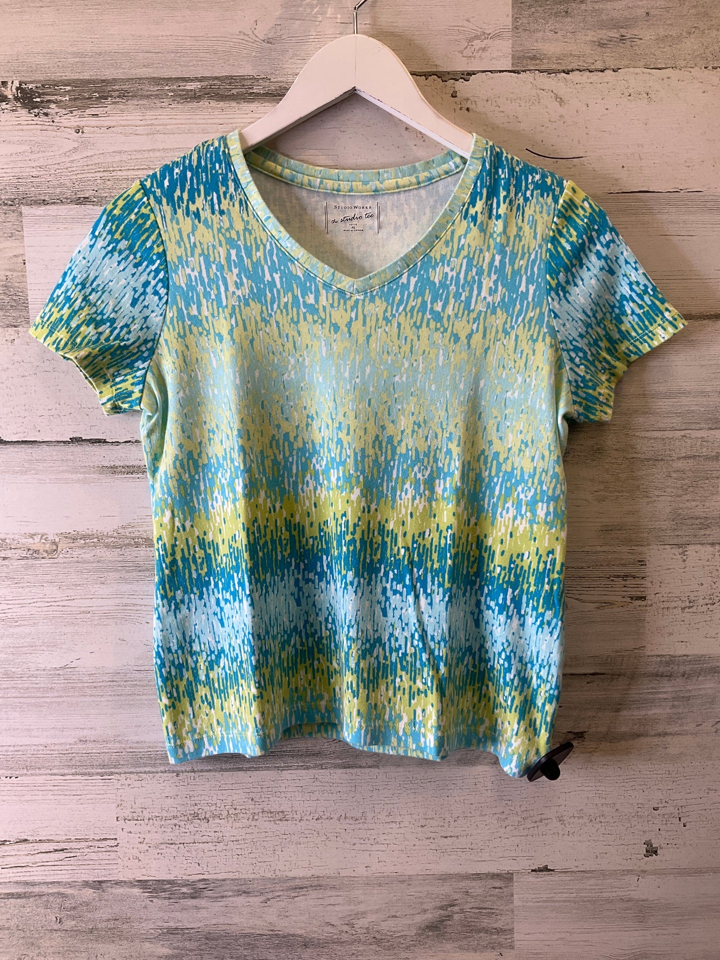 Blue & Green Top Short Sleeve Studio Works, Size S