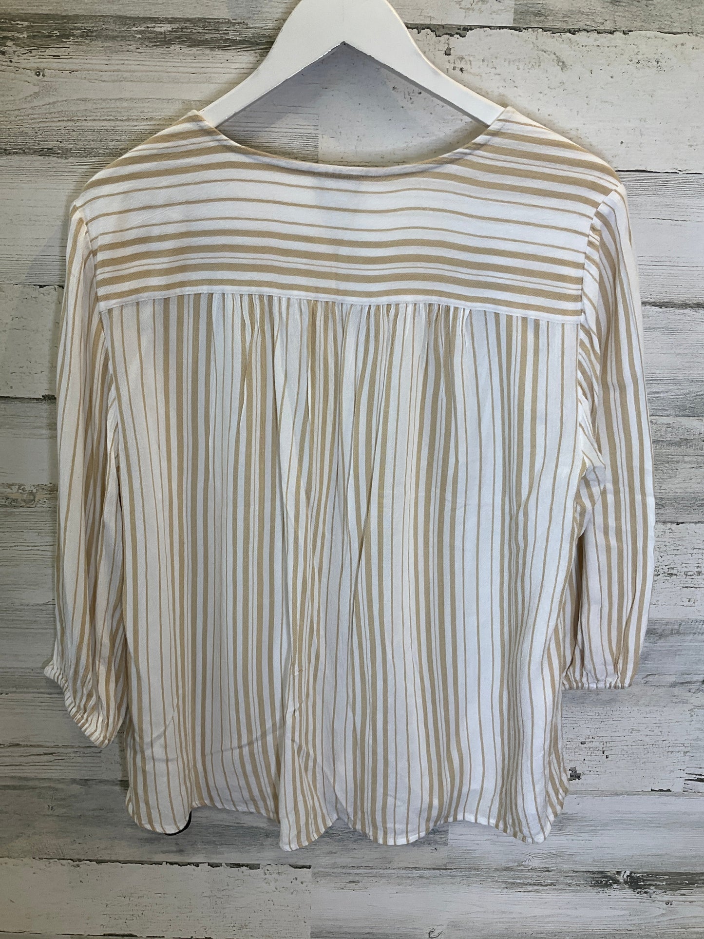 Tan & White Top Long Sleeve Chicos, Size L