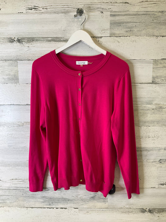 Sweater Cardigan By Calvin Klein In Pink, Size: L