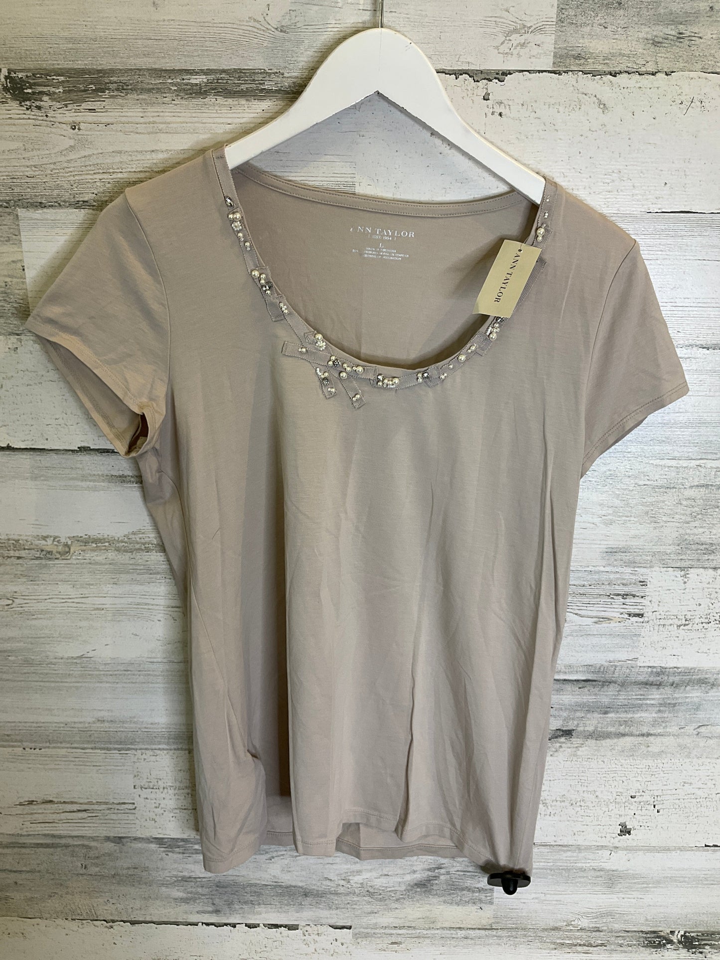 Taupe Top Short Sleeve Ann Taylor, Size L