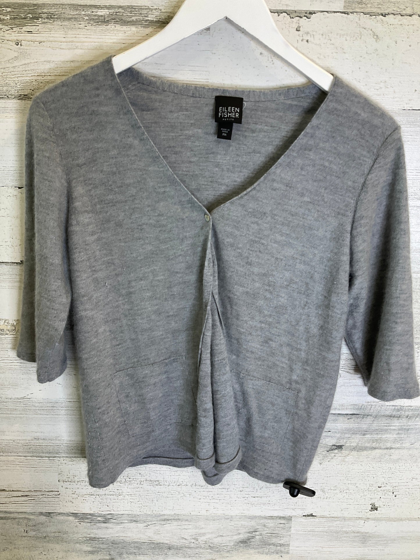 Sweater Cardigan Cashmere By Eileen Fisher In Grey, Size: M