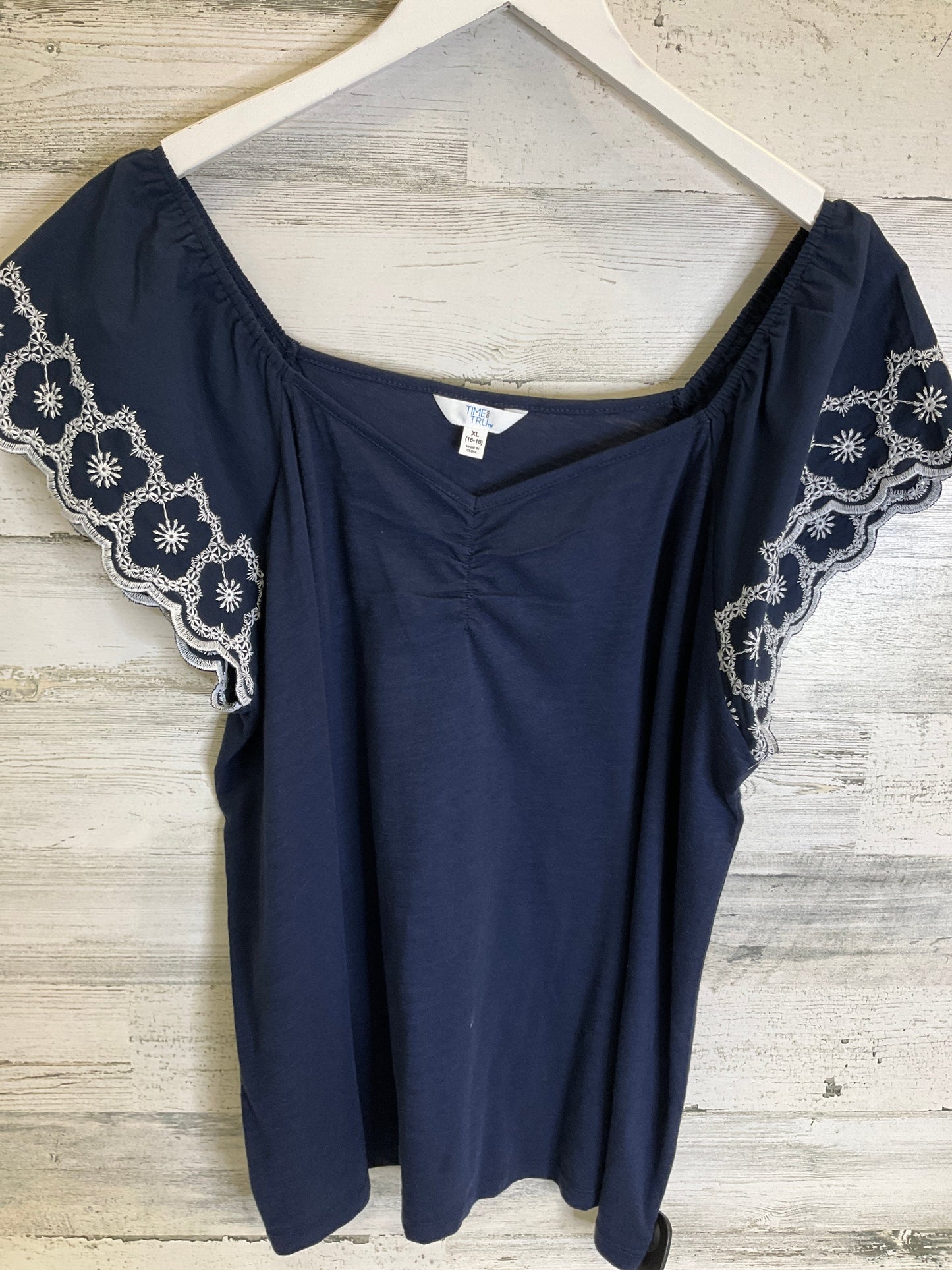 Blue Top Short Sleeve Time And Tru, Size Xl