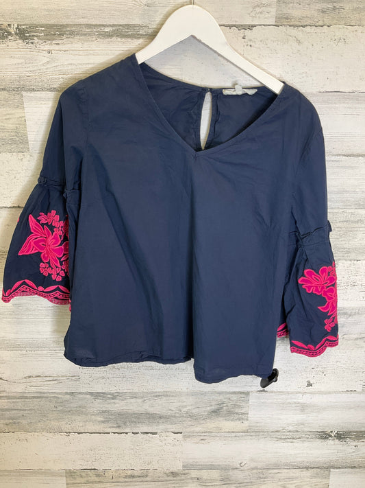 Blue Top 3/4 Sleeve Solitaire, Size M