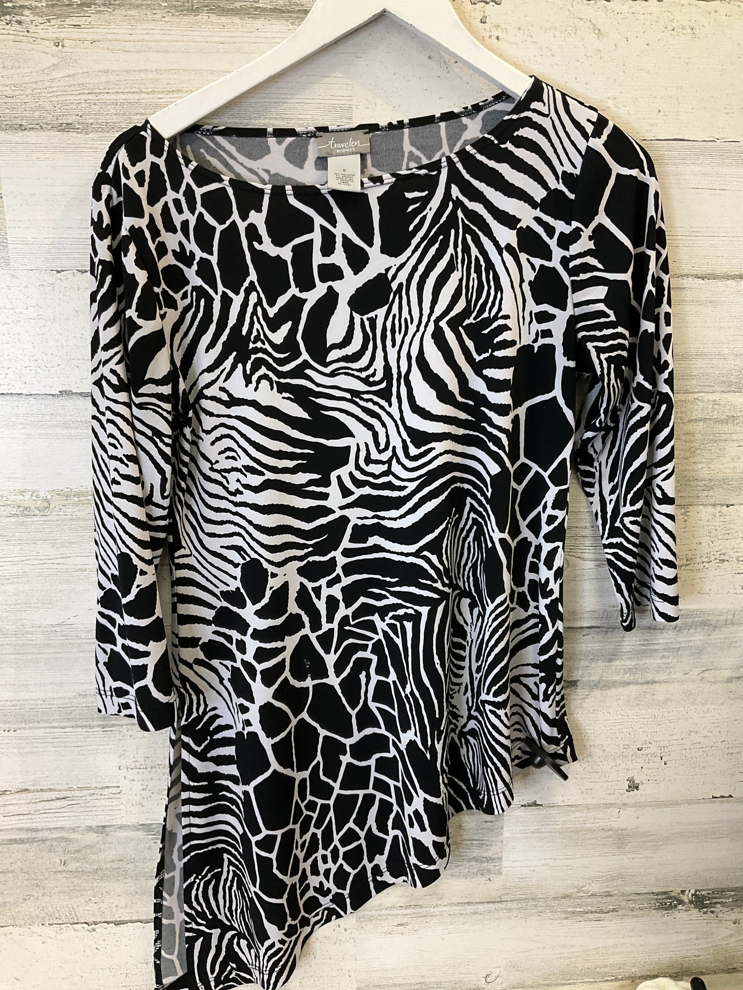 Black & White Tunic 3/4 Sleeve Clothes Mentor, Size Xs