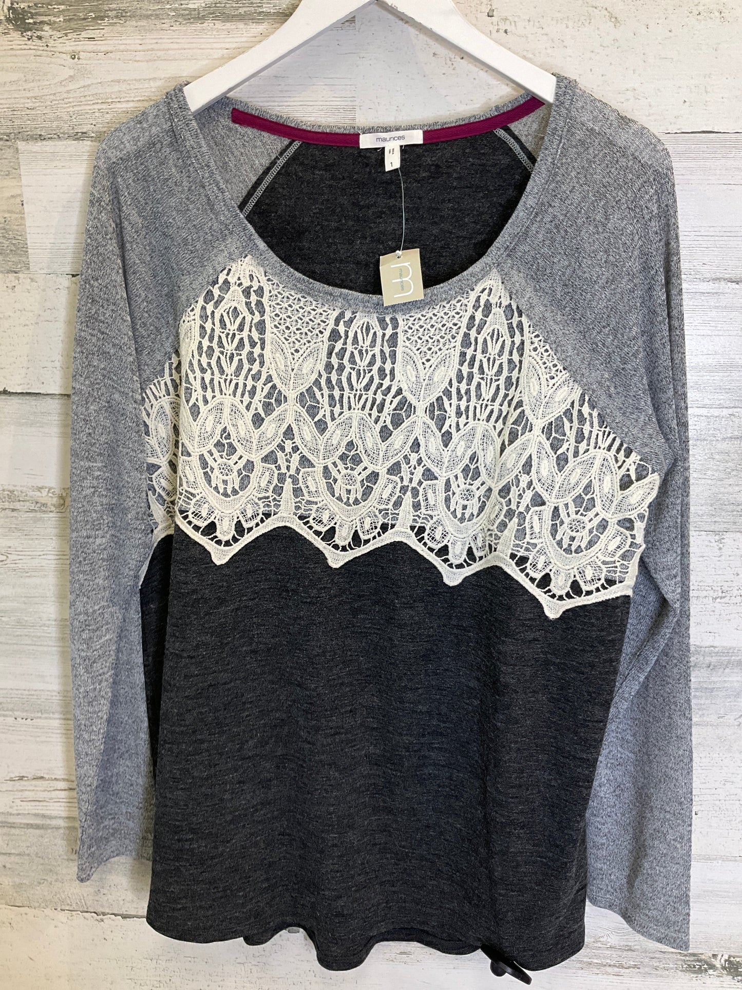 Grey Top Long Sleeve Maurices, Size 1x