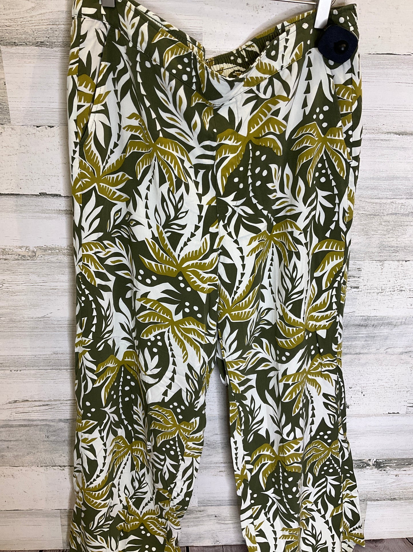 Green & White Pants Wide Leg Old Navy, Size Xl