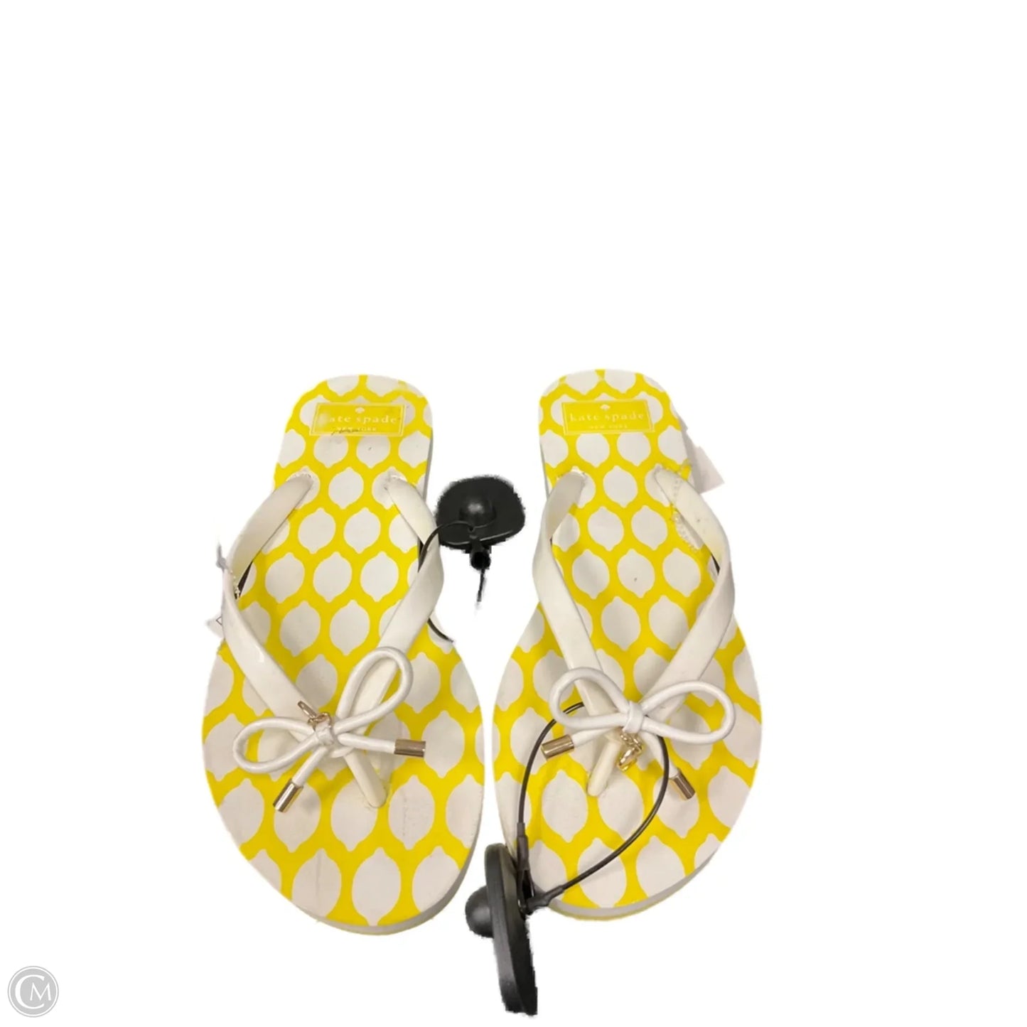 Sandals Flip Flops By Kate Spade In White & Yellow, Size: 7