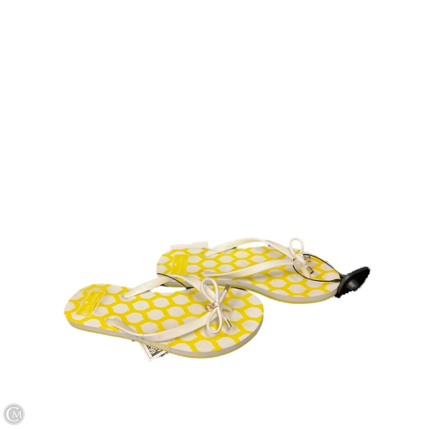 Sandals Flip Flops By Kate Spade In White & Yellow, Size: 7