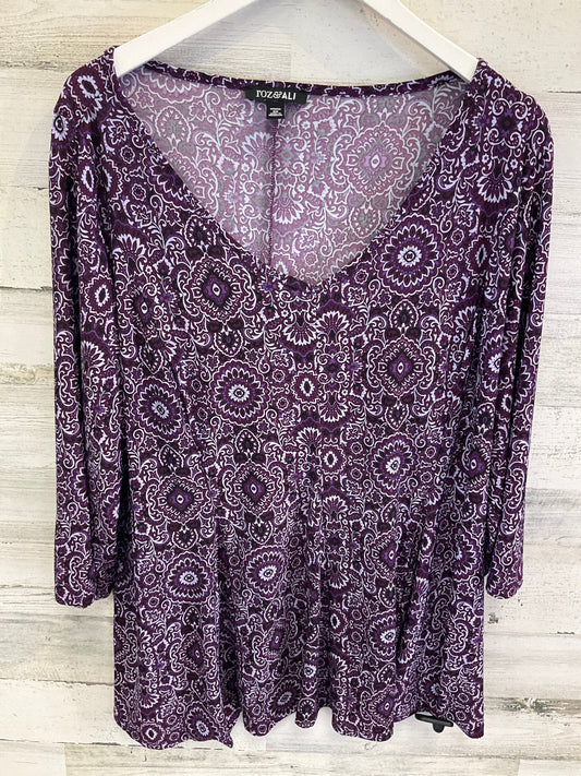 Top 3/4 Sleeve By Roz And Ali In Purple, Size: 3x