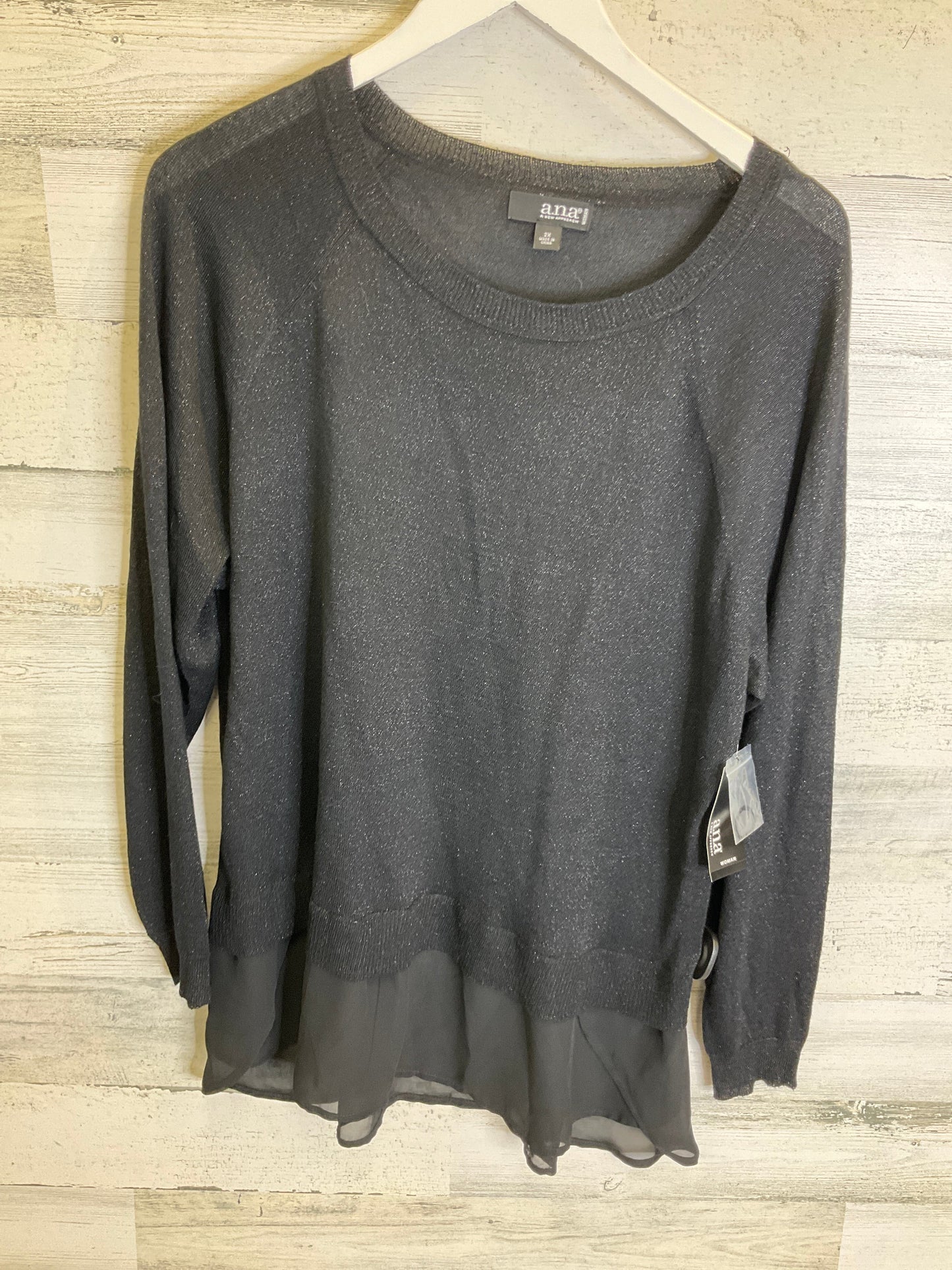 Top Long Sleeve By Ana In Black, Size: 2x