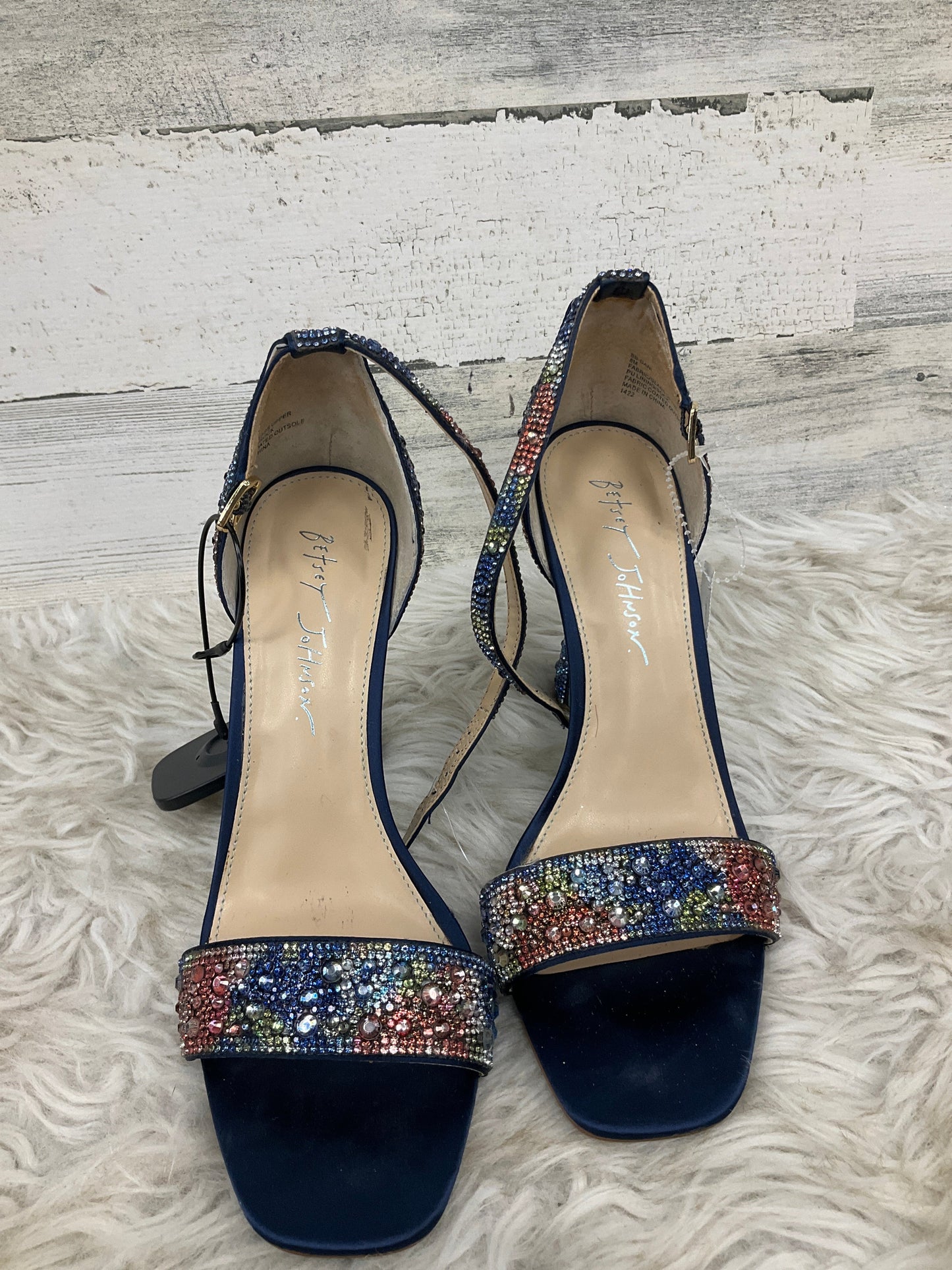 Sandals Heels Platform By Betsey Johnson In Navy, Size: 8