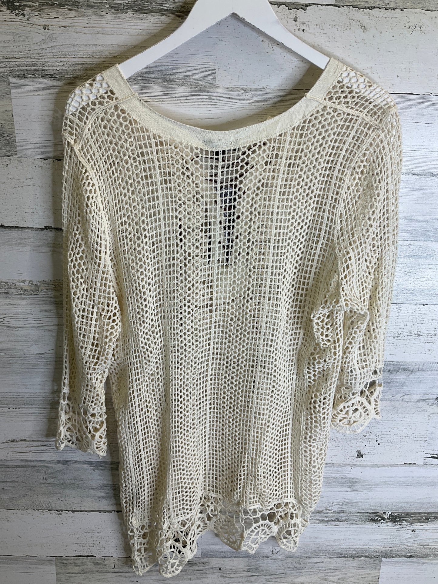 Top Long Sleeve By Brittany Black In Cream, Size: Xl