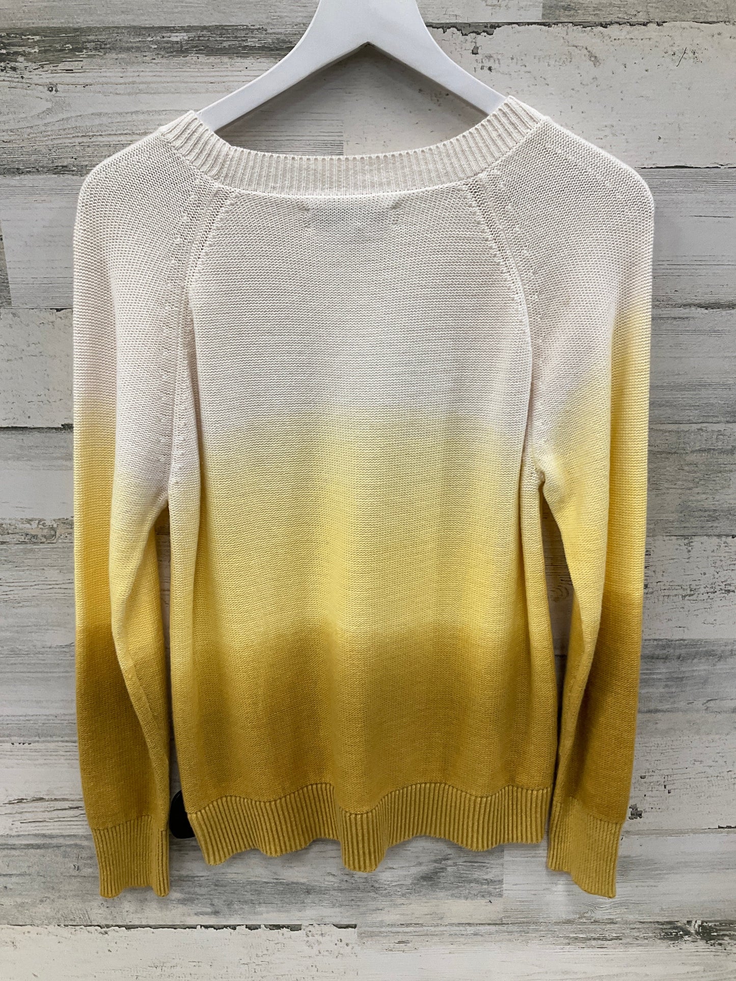 Sweater By Loft In White & Yellow, Size: S