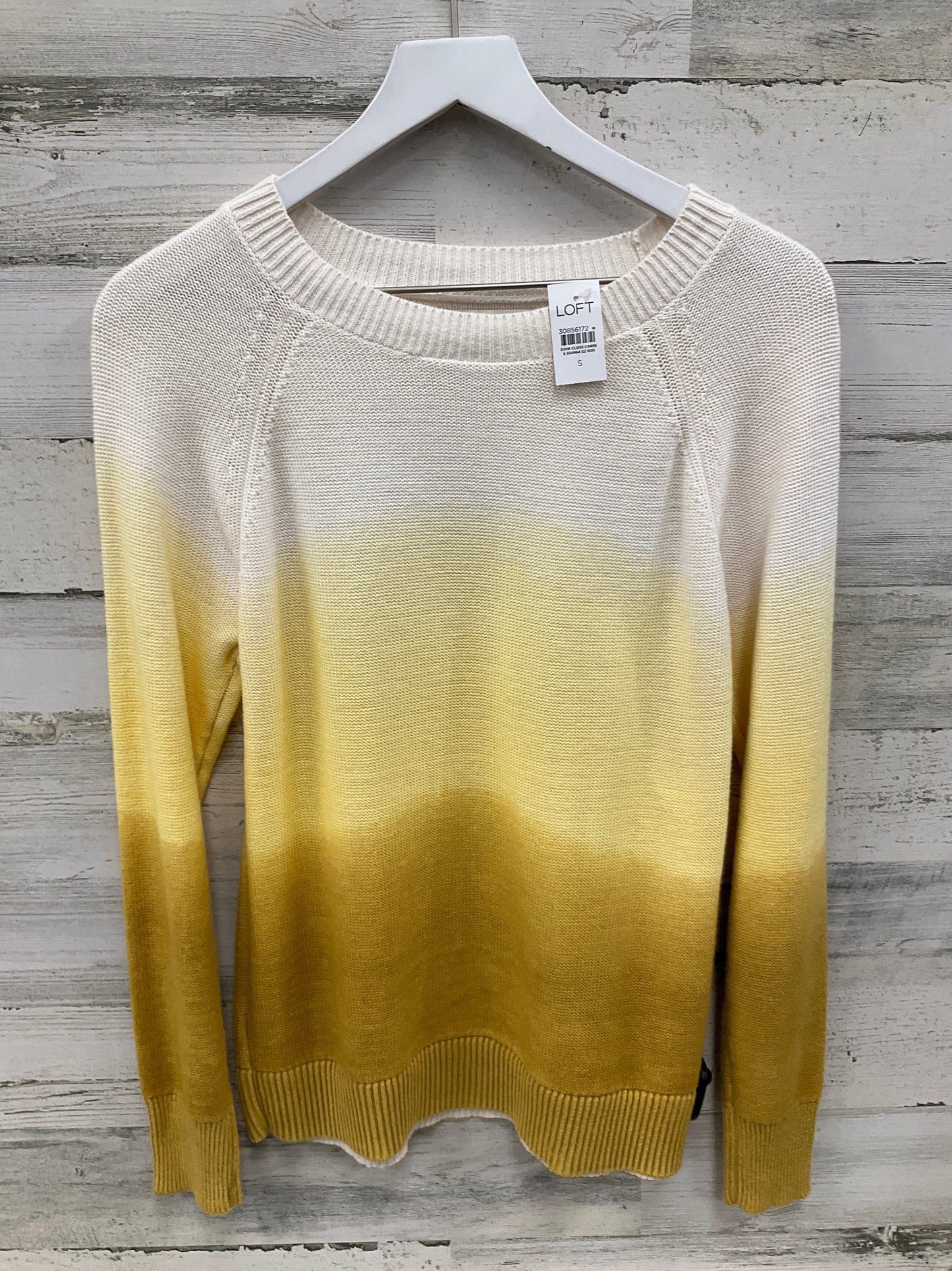 Sweater By Loft In White & Yellow, Size: S