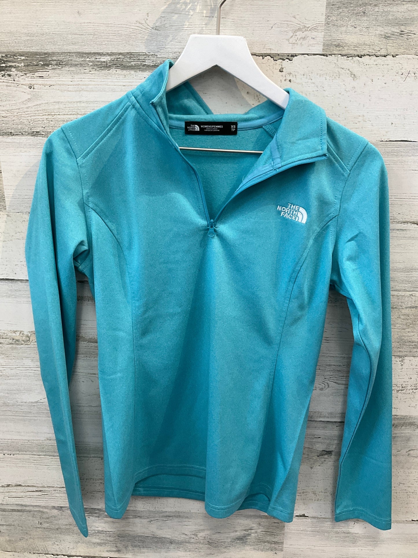 Athletic Top Long Sleeve Collar By The North Face In Aqua, Size: Xs