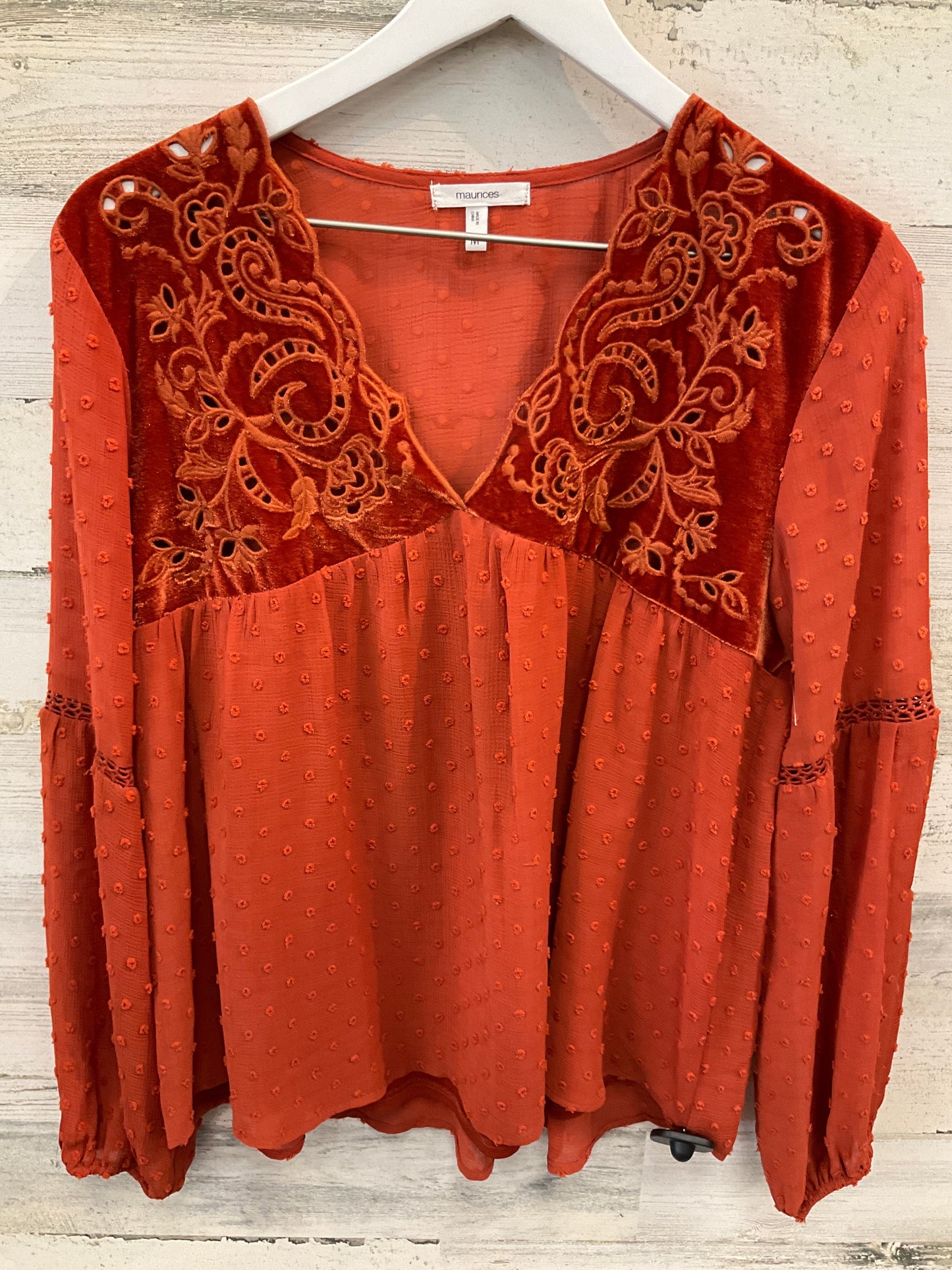 Blouse Long Sleeve By Maurices In Orange, Size: M